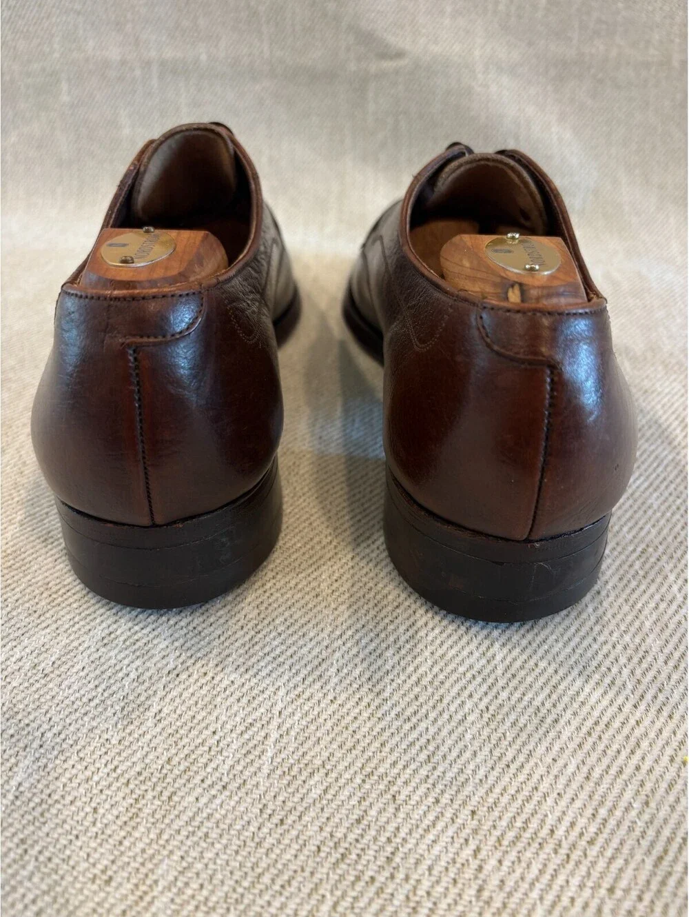 Vintage Florsheim Imperial Derby Shoes Mens 9.5 B Brown Leather Apron Toe